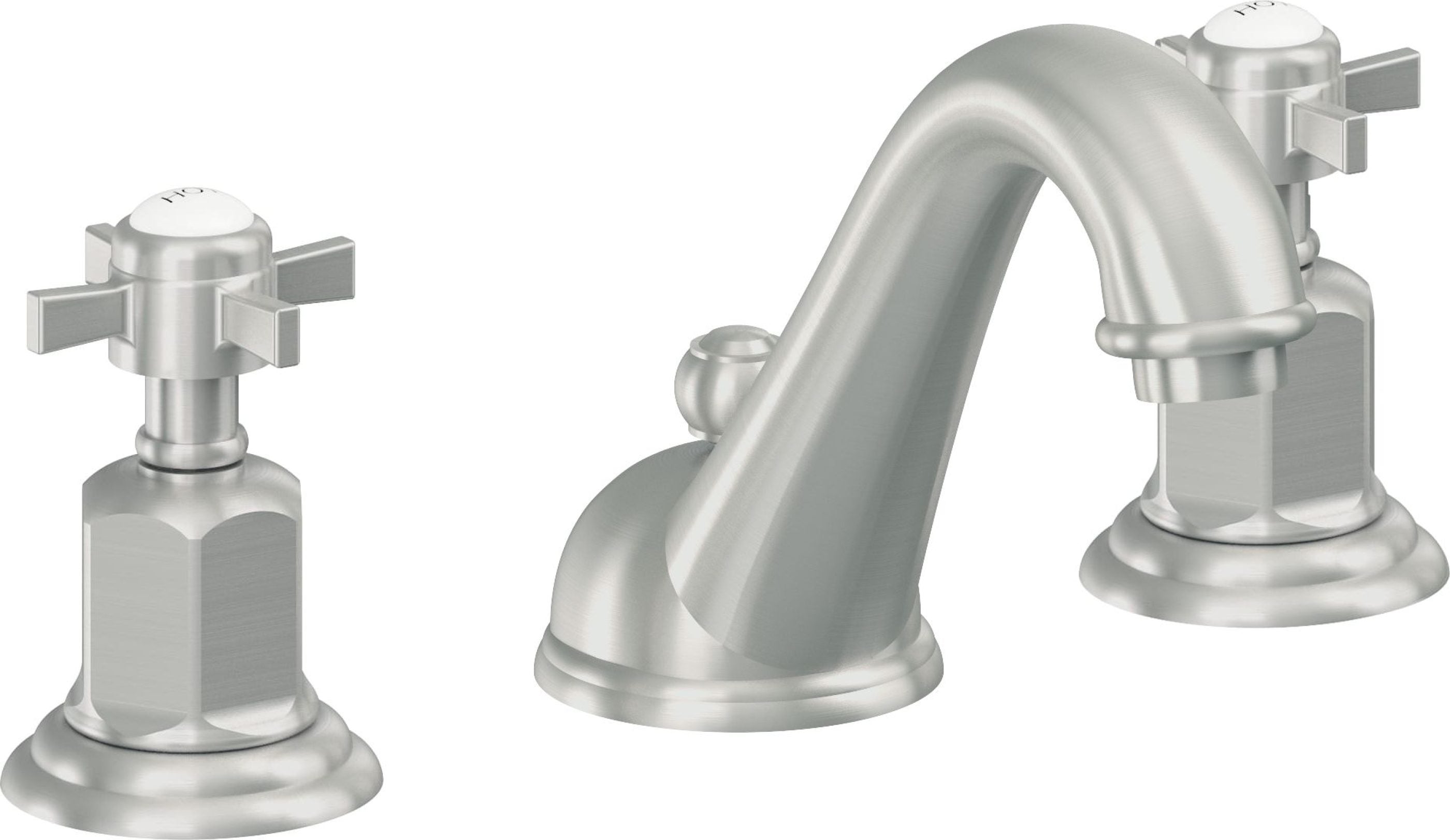 California Faucets - 3402ZBF-SC - 8" Widespread Lavatory Faucet with Completely Finished ZeroDrain - Satin Chrome (PVD) - Cardiff