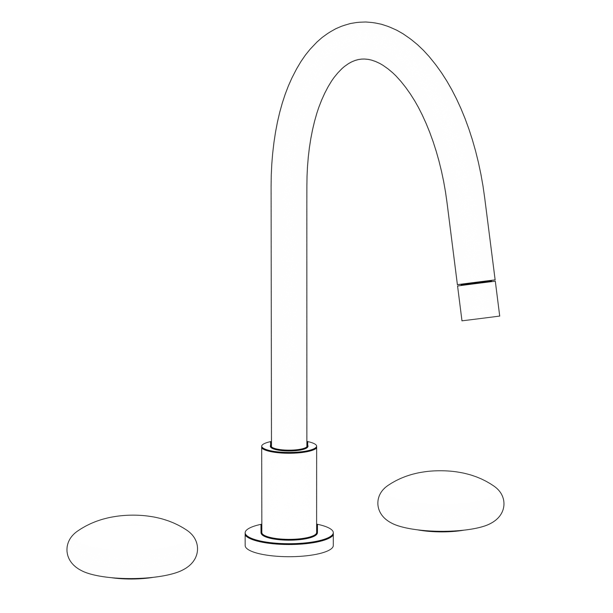 Deck Mounted 3 Hole Gooseneck Kitchen Faucet