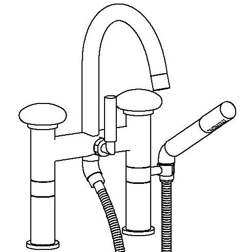 Deck Mounted Exposed Gooseneck Bath Set with Hand Shower