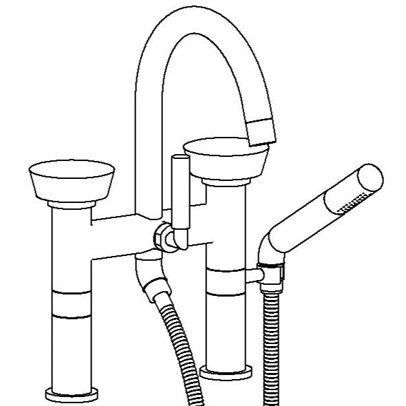 Deck Mounted Exposed Gooseneck Bath Set with Hand Shower