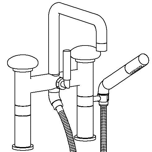 Deck Mounted Square Exposed Bath Set With Hand Shower