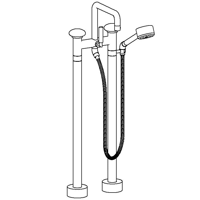 Floor Standing Square Bath Set With Volume Hand Shower