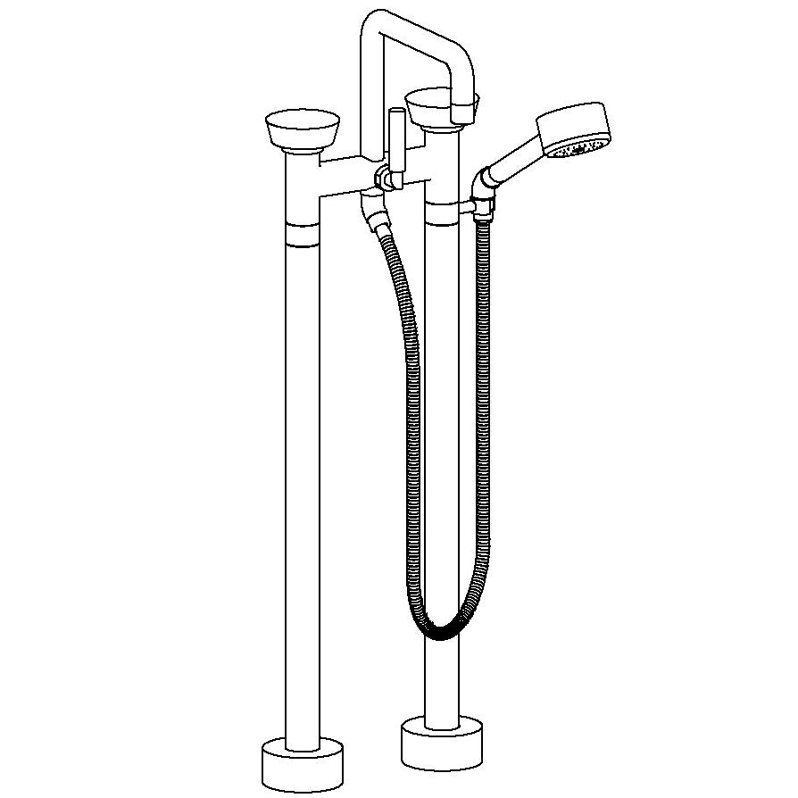 Floor Standing Square Bath Set With Volume Hand Shower