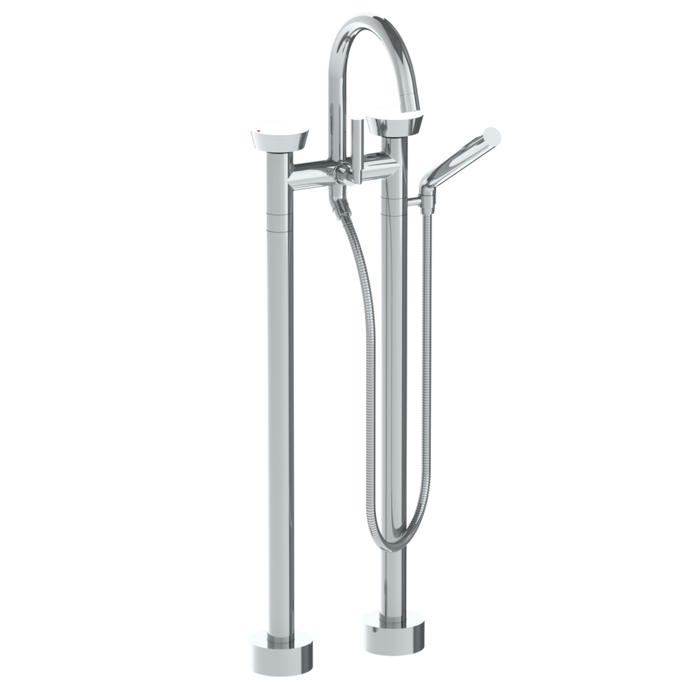 Floor Standing Gooseneck Bath Set With Slim Hand Shower