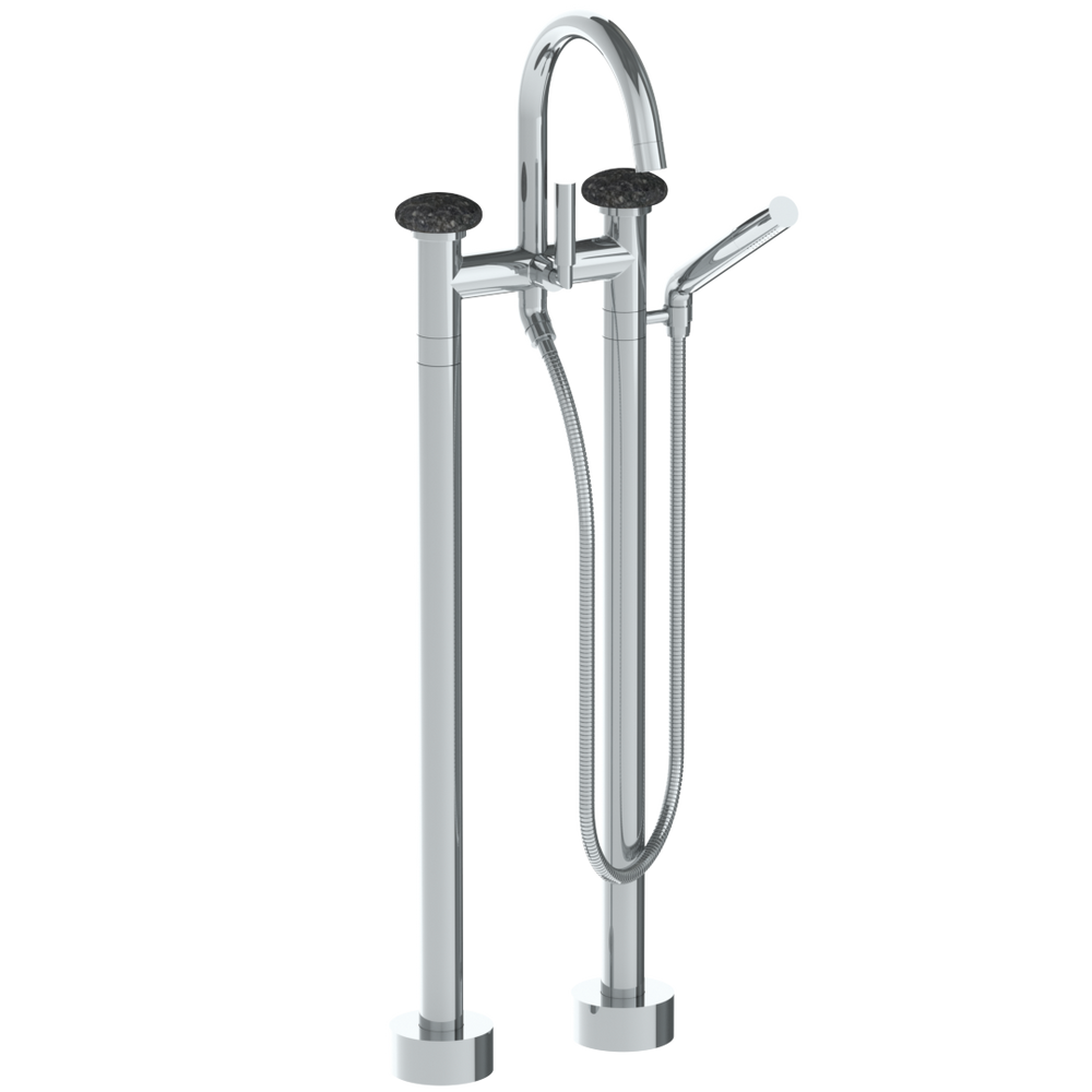 Floor Standing Gooseneck Bath Set With Slim Hand Shower