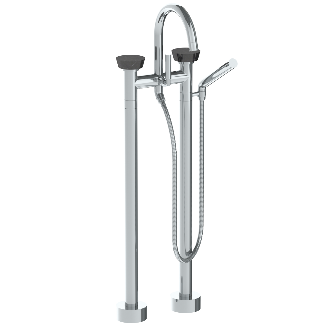 Floor Standing Gooseneck Bath Set With Slim Hand Shower