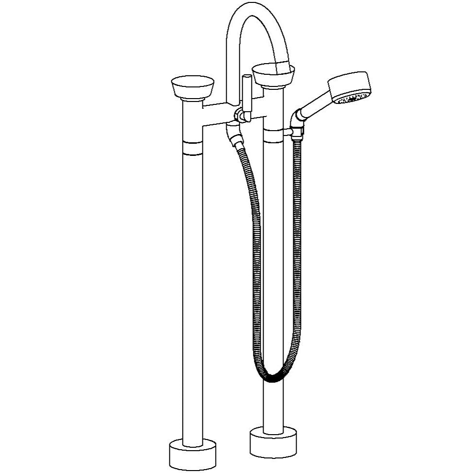 Floor Standing Gooseneck Bath Set With Volume Hand Shower