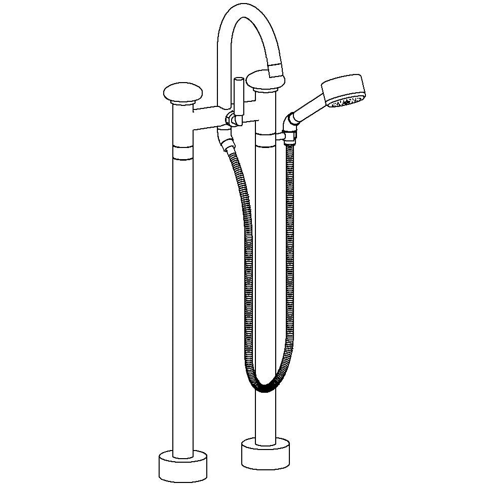 Floor Standing Gooseneck Bath Set With Volume Hand Shower