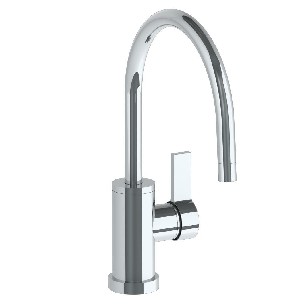 Deck Mounted 1 Hole Gooseneck Kitchen Faucet