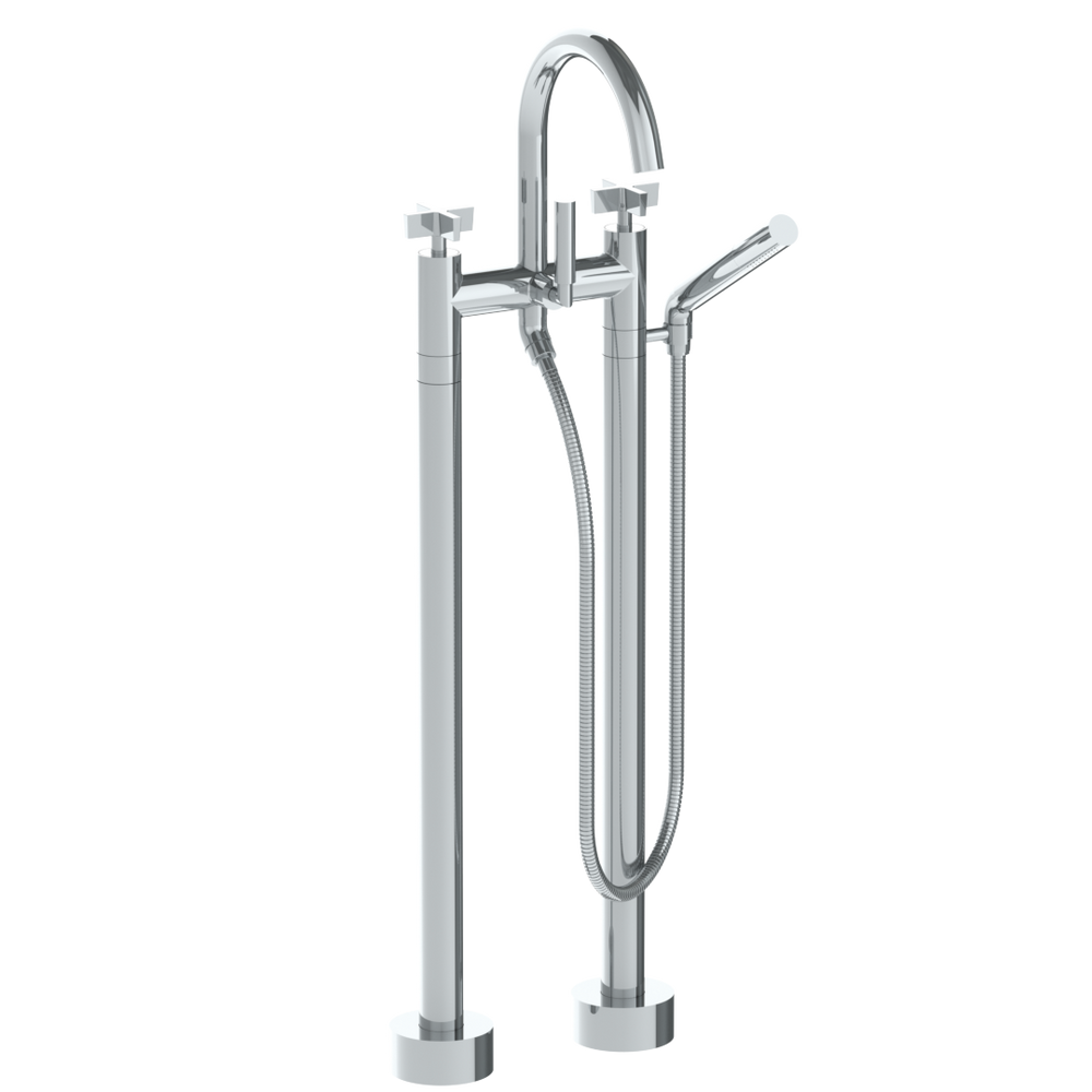 Floor Standing Gooseneck Bath Set With Slim Hand Shower