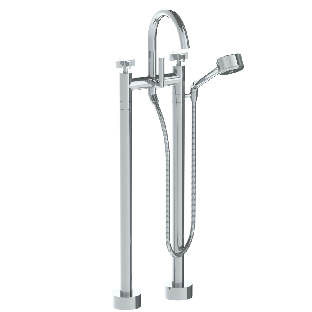 Floor Standing Gooseneck Bath Set With Volume Hand Shower