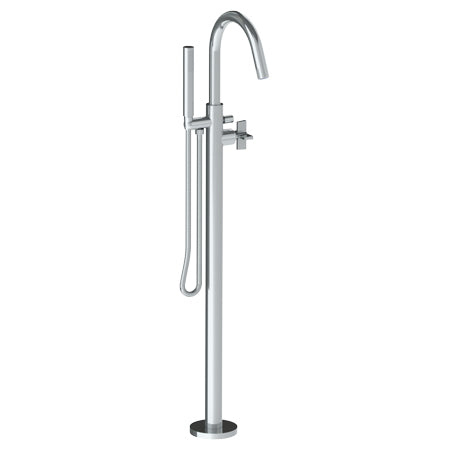 Single Hole Floor Standing Gooseneck Bath Set With Hand Shower