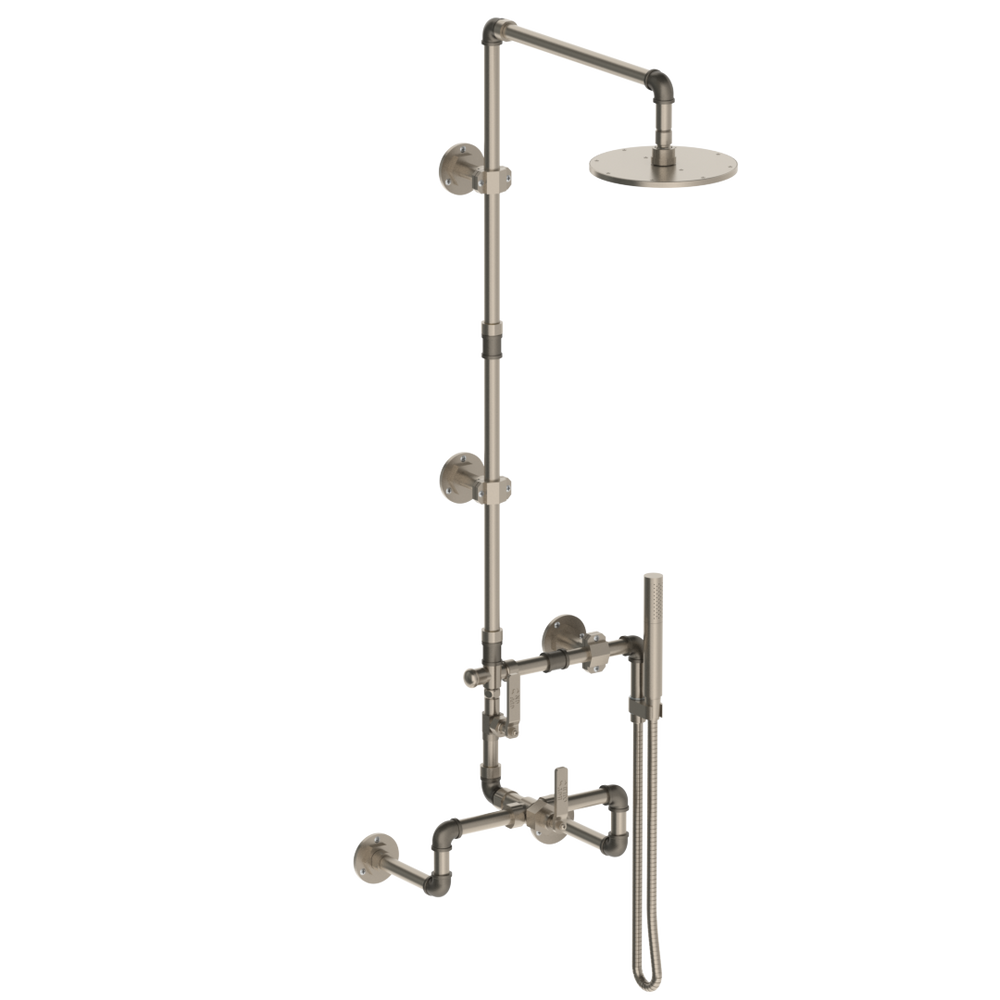 Wall Mounted Exposed Thermostatic Shower With Hand Shower Set And Diverter