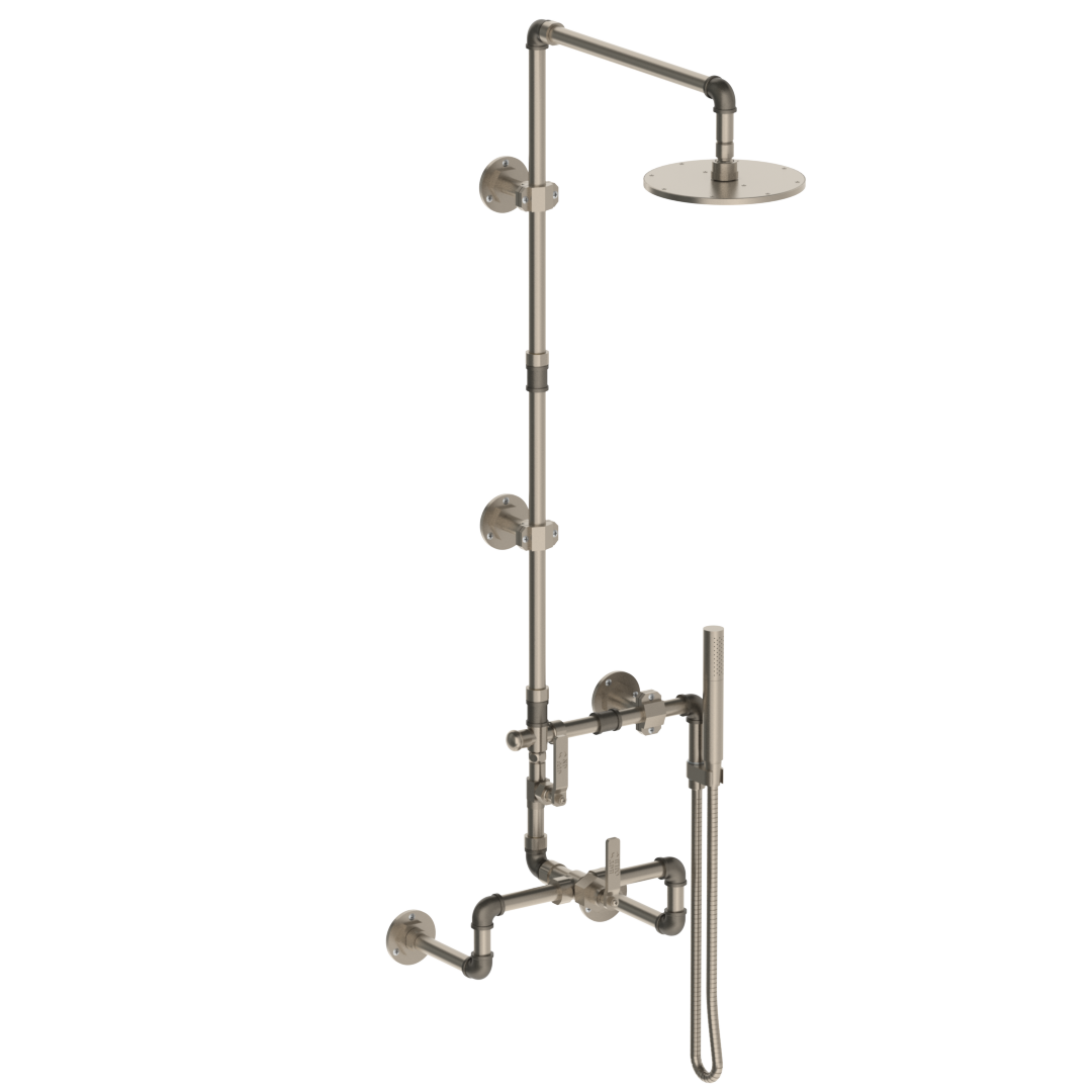 Wall Mounted Exposed Thermostatic Shower With Hand Shower Set And Diverter