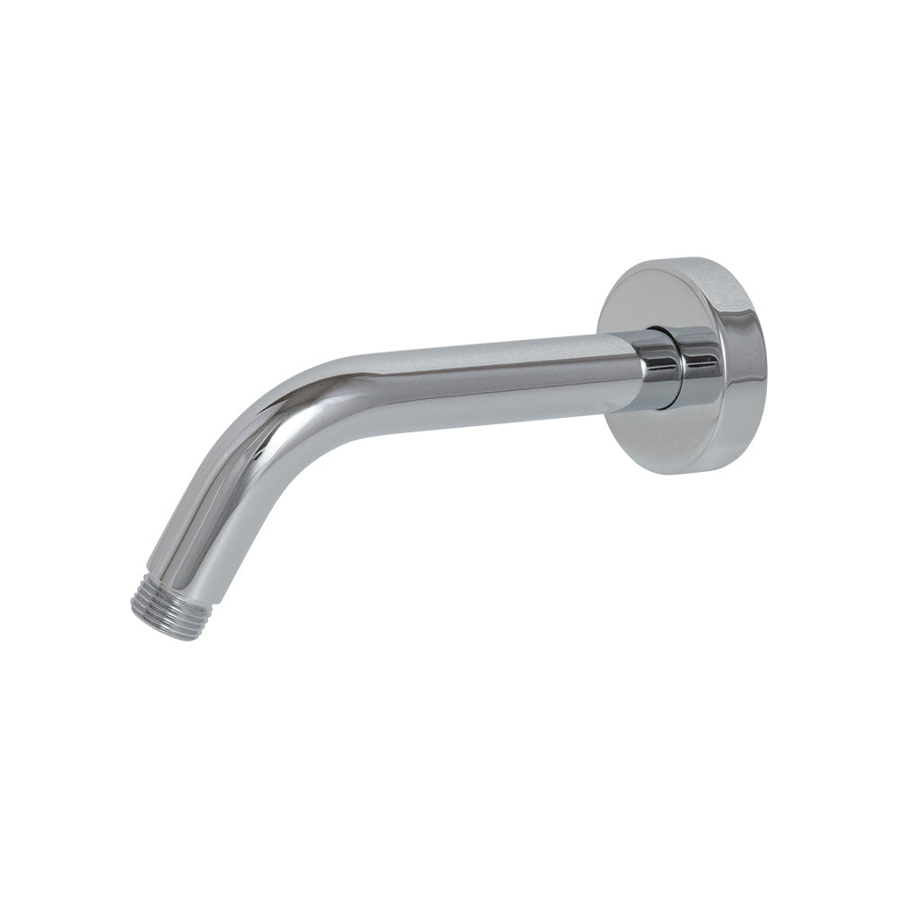 Wall-mount round shower arm with flange.D: 6” H: 2 1/4”