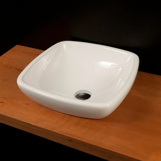 Vessel porcelain Bathroom Sink without an  overflow, Glazed exterior. 16 1/2"W, 16 1/2"D, 5"H