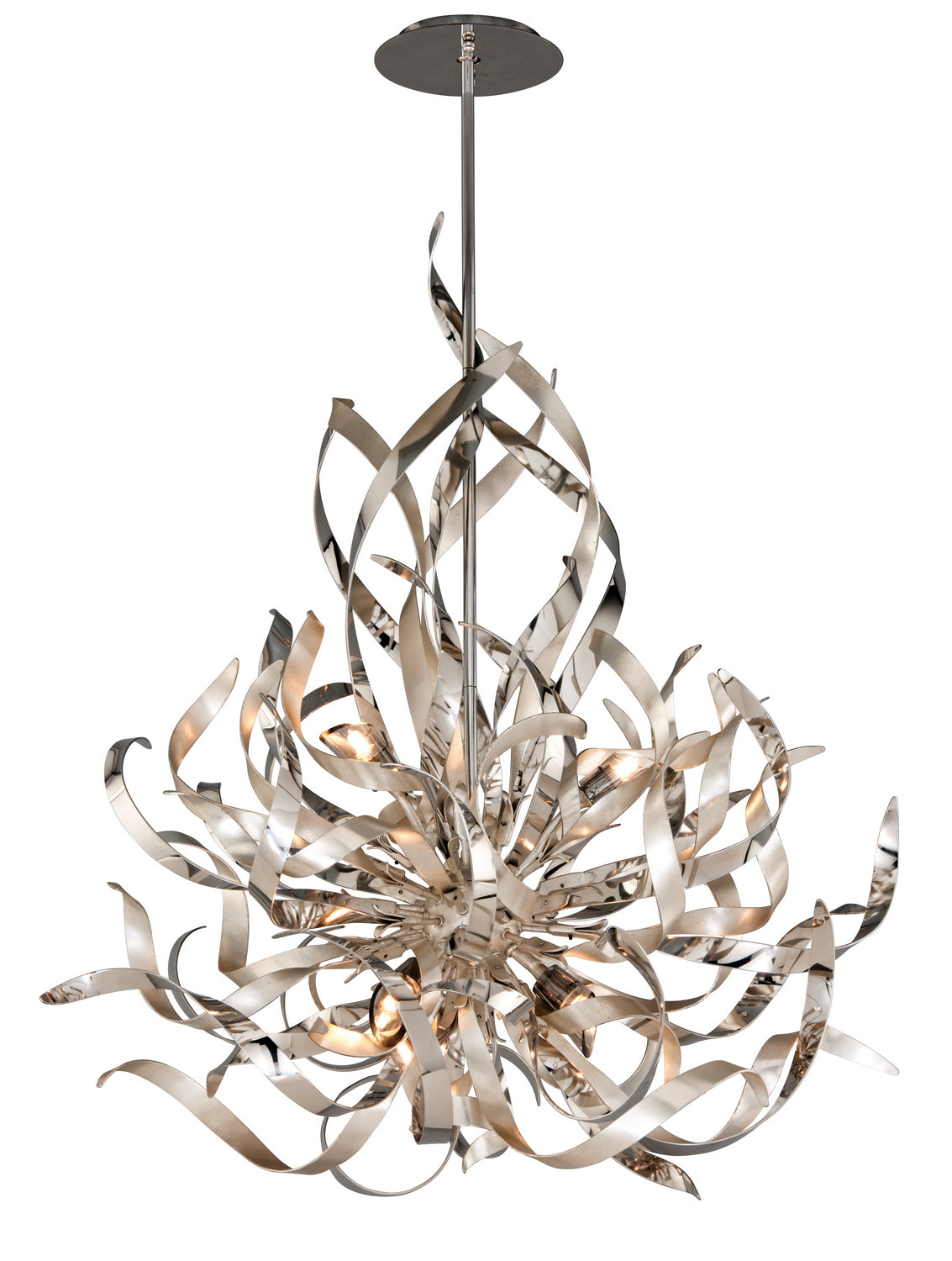 Corbett Lighting - 154-46 - Six Light Chandelier - Graffiti - Silver Leaf Polished Stainless