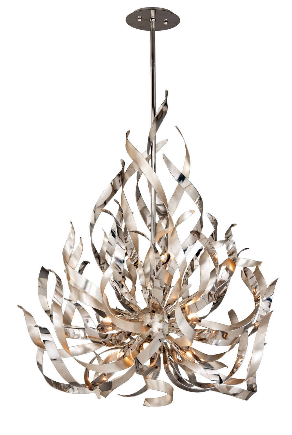 Corbett Lighting - 154-49 - Nine Light Chandelier - Graffiti - Silver Leaf Polished Stainless