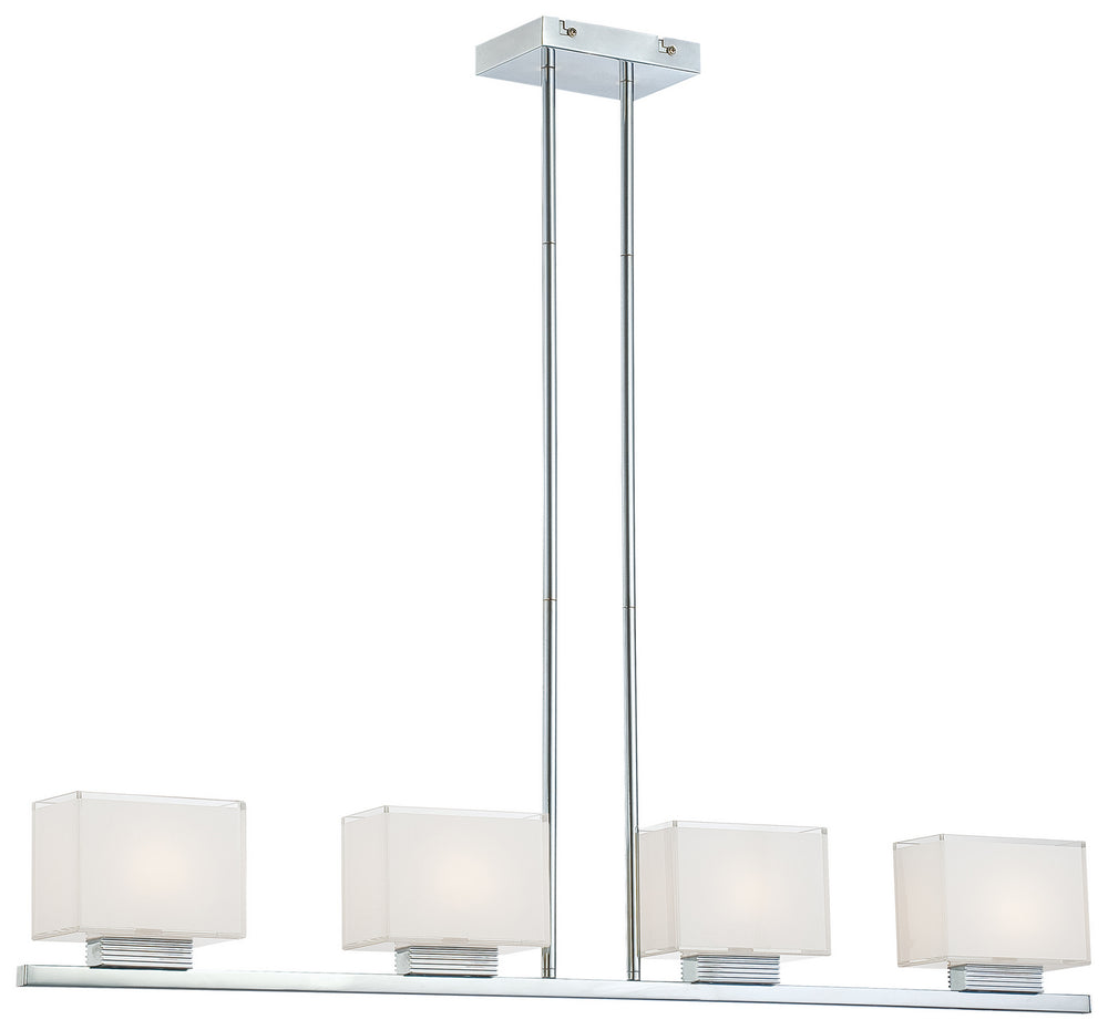 George Kovacs - P128-077 - Four Light Island Pendant - Cubism - Chrome
