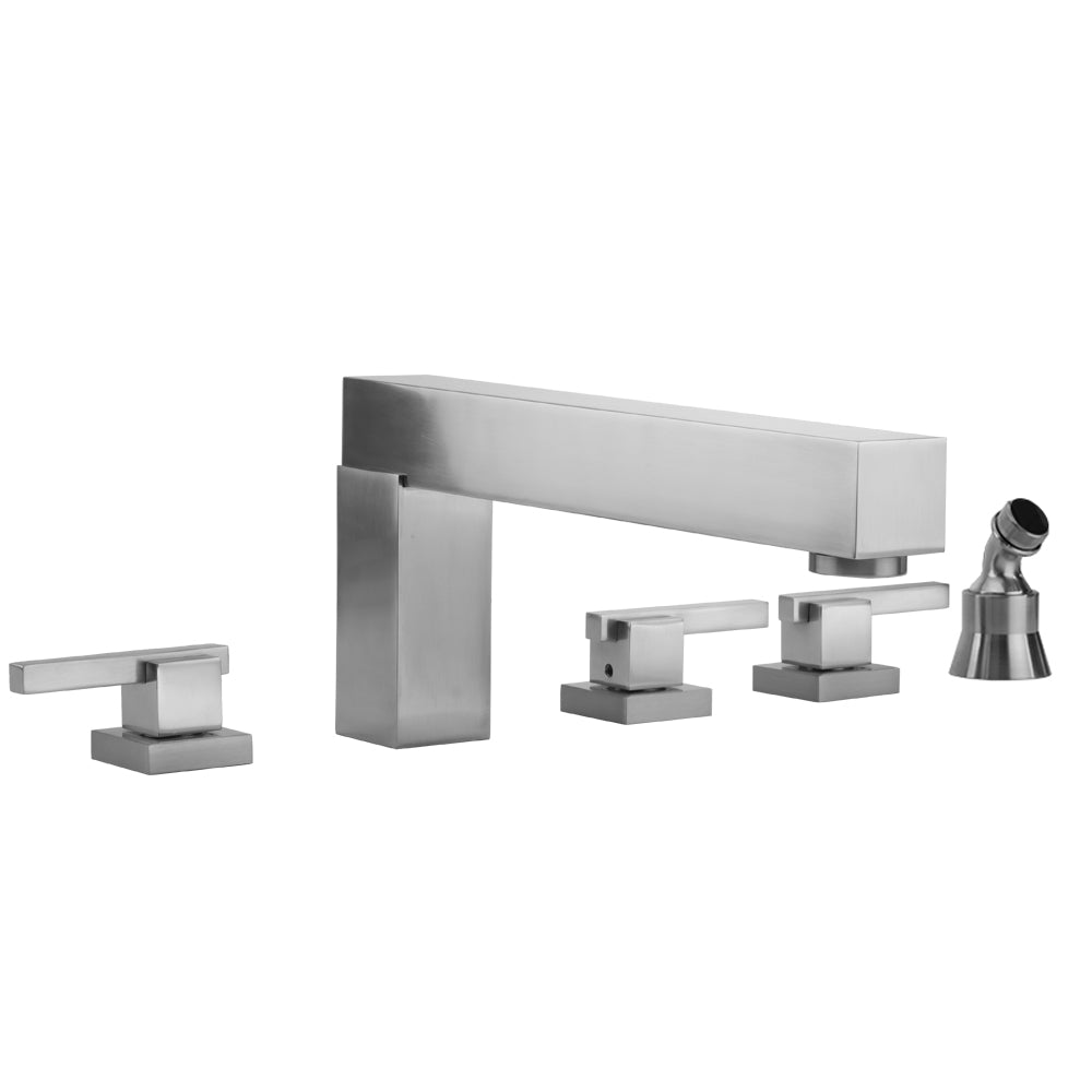 CUBIX® Roman Tub Set with CUBIX® Lever Handles and Angled Handshower Holder in Multiple Finishes