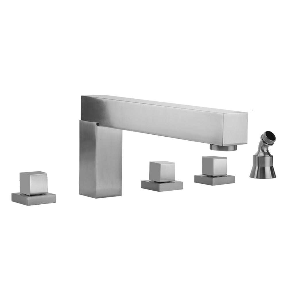 CUBIX® Roman Tub Set with Cube Handles and Angled Handshower Holder in Multiple Finishes