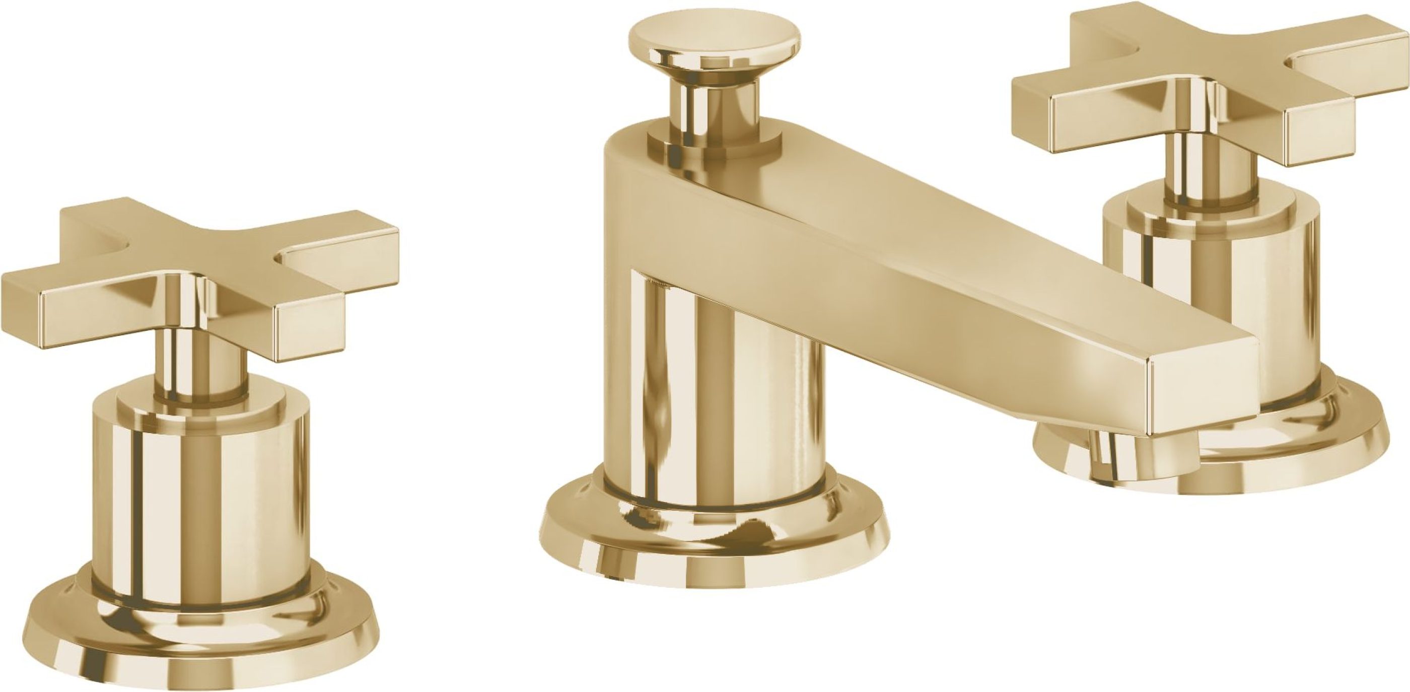 California Faucets - 4502XZB-PBU - 8" Widespread Lavatory Faucet with ZeroDrain - Polished Brass Uncoated - Rincon Bay