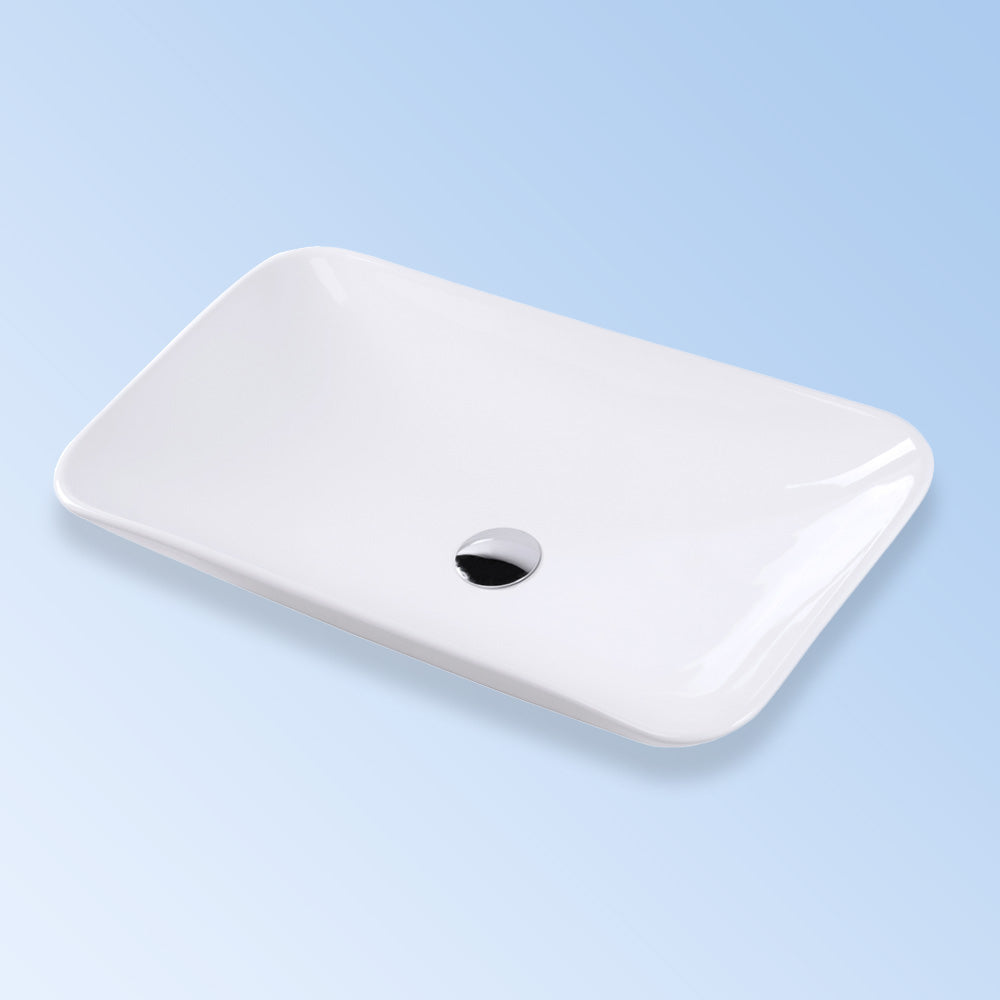 Vessel porcelain Bathroom Sink, no overflow, 27 1/2"w, 15"d, 5 1/2"h - white - Maison&Co.