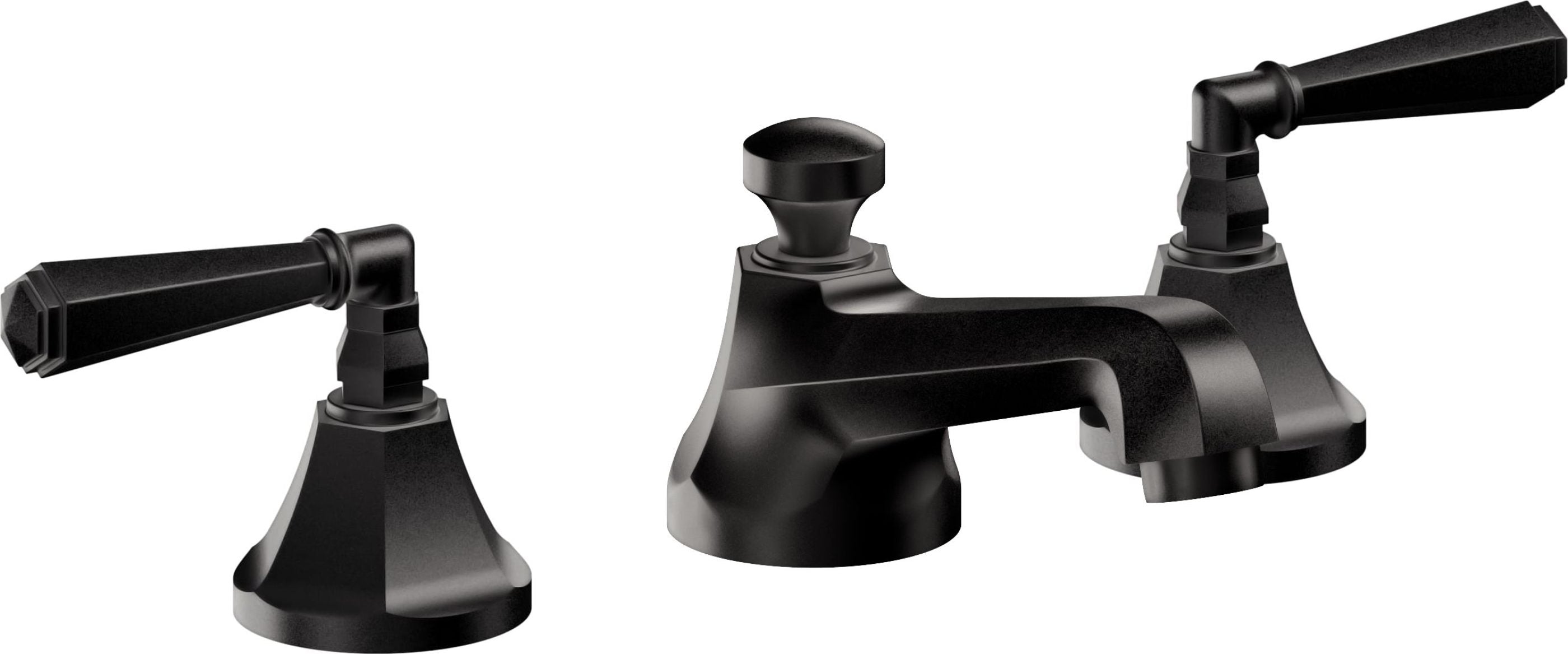 California Faucets - 4602ZB-MBLK - 8" Widespread Lavatory Faucet with ZeroDrain - Matte Black - Monterey