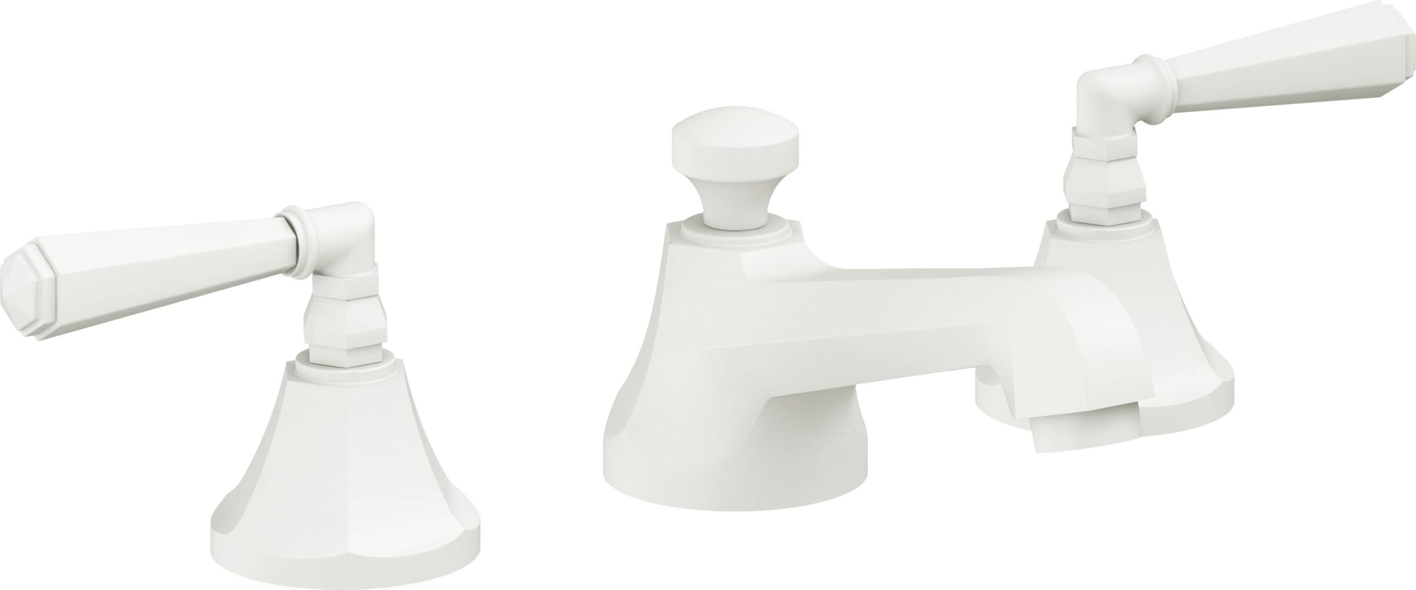 California Faucets - 4602ZBF-MWHT - 8" Widespread Lavatory Faucet with Completely Finished ZeroDrain - Matte White - Monterey