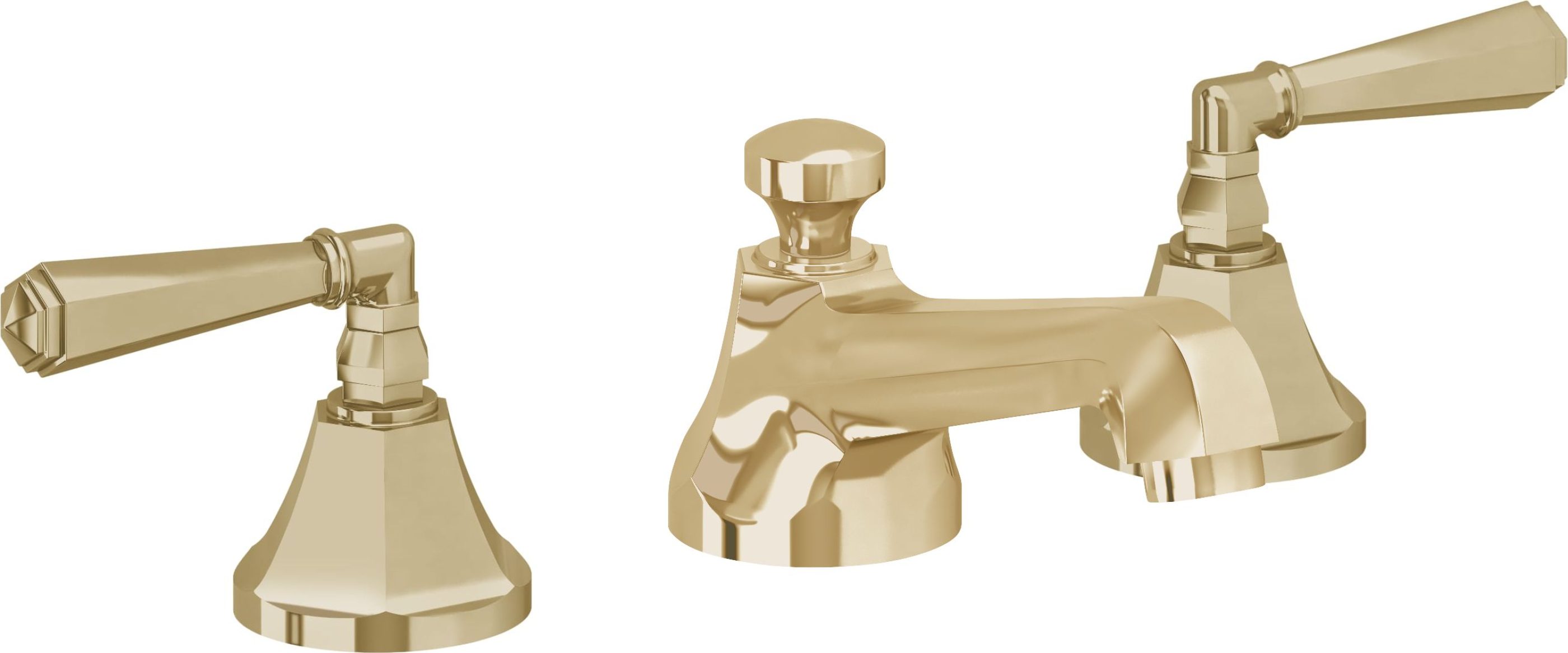 California Faucets - 4602ZBF-PBU - 8" Widespread Lavatory Faucet with Completely Finished ZeroDrain - Polished Brass Uncoated - Monterey