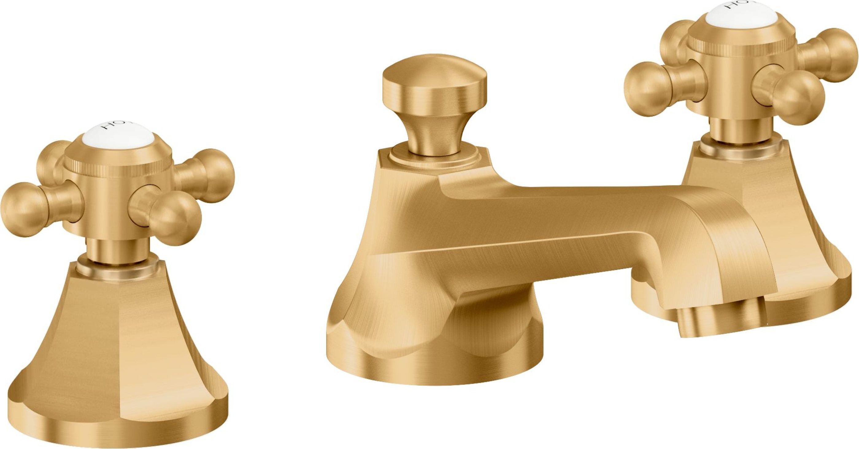 California Faucets - 4702ZBF-LSG - 8" Widespread Lavatory Faucet with Completely Finished ZeroDrain - Lifetime Satin Gold (PVD) - Monterey