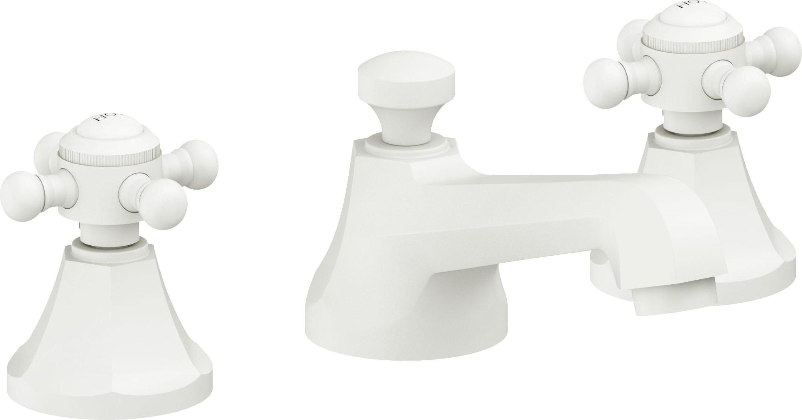 California Faucets - 4702ZBF-MWHT - 8" Widespread Lavatory Faucet with Completely Finished ZeroDrain - Matte White - Monterey