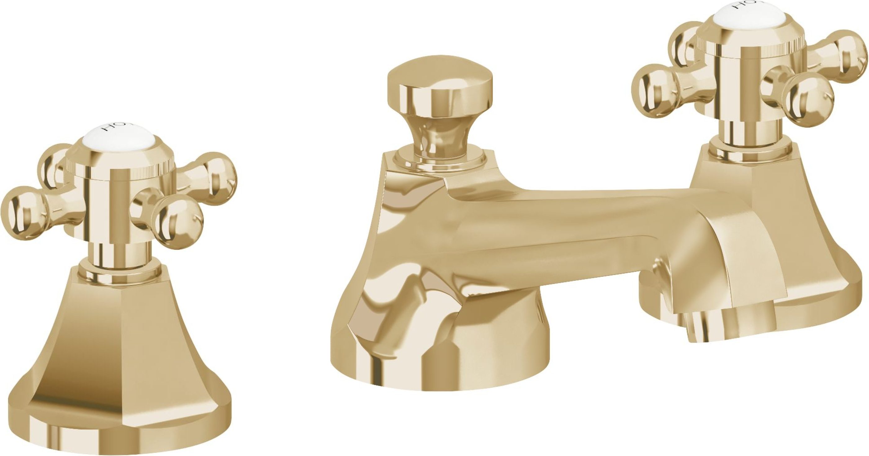 California Faucets - 4702ZB-PBU - 8" Widespread Lavatory Faucet with ZeroDrain - Polished Brass Uncoated - Monterey