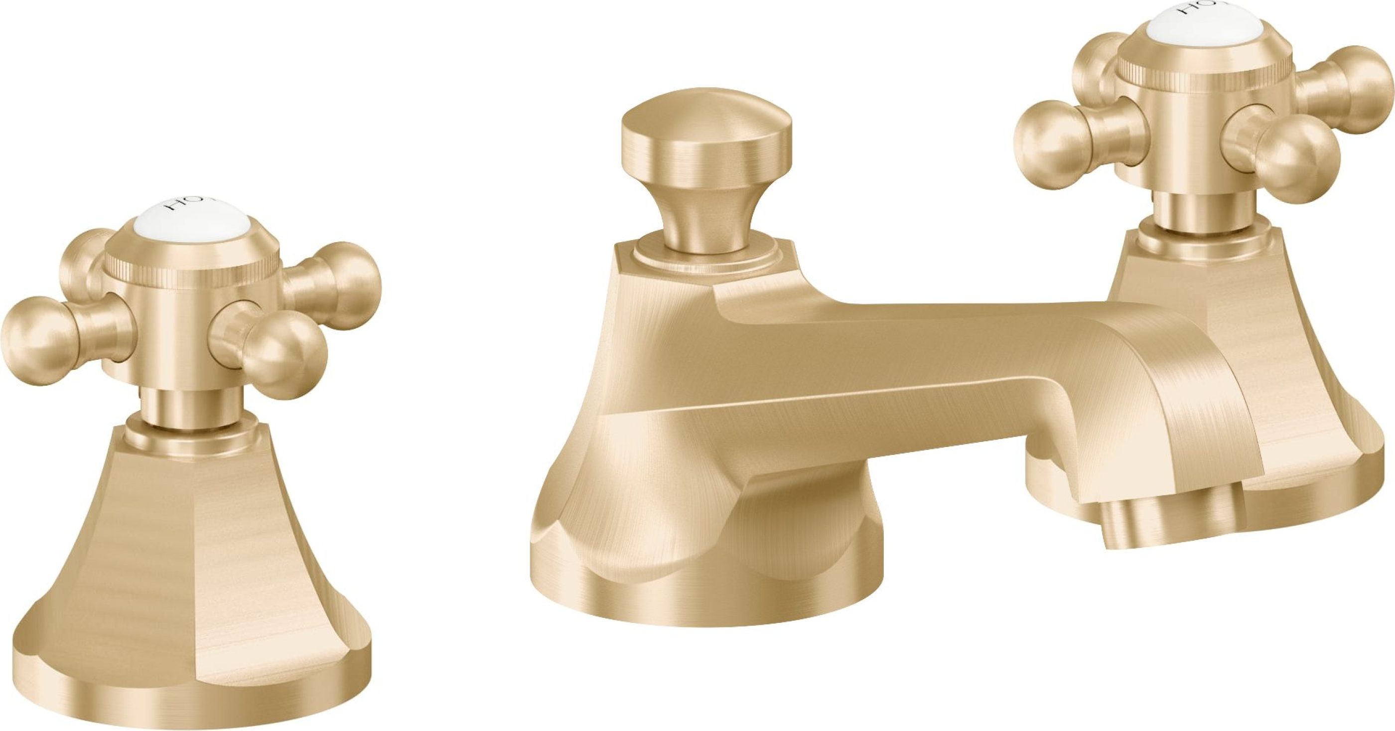 California Faucets - 4702ZBF-SB - 8" Widespread Lavatory Faucet with Completely Finished ZeroDrain - Satin Brass (PVD) - Monterey