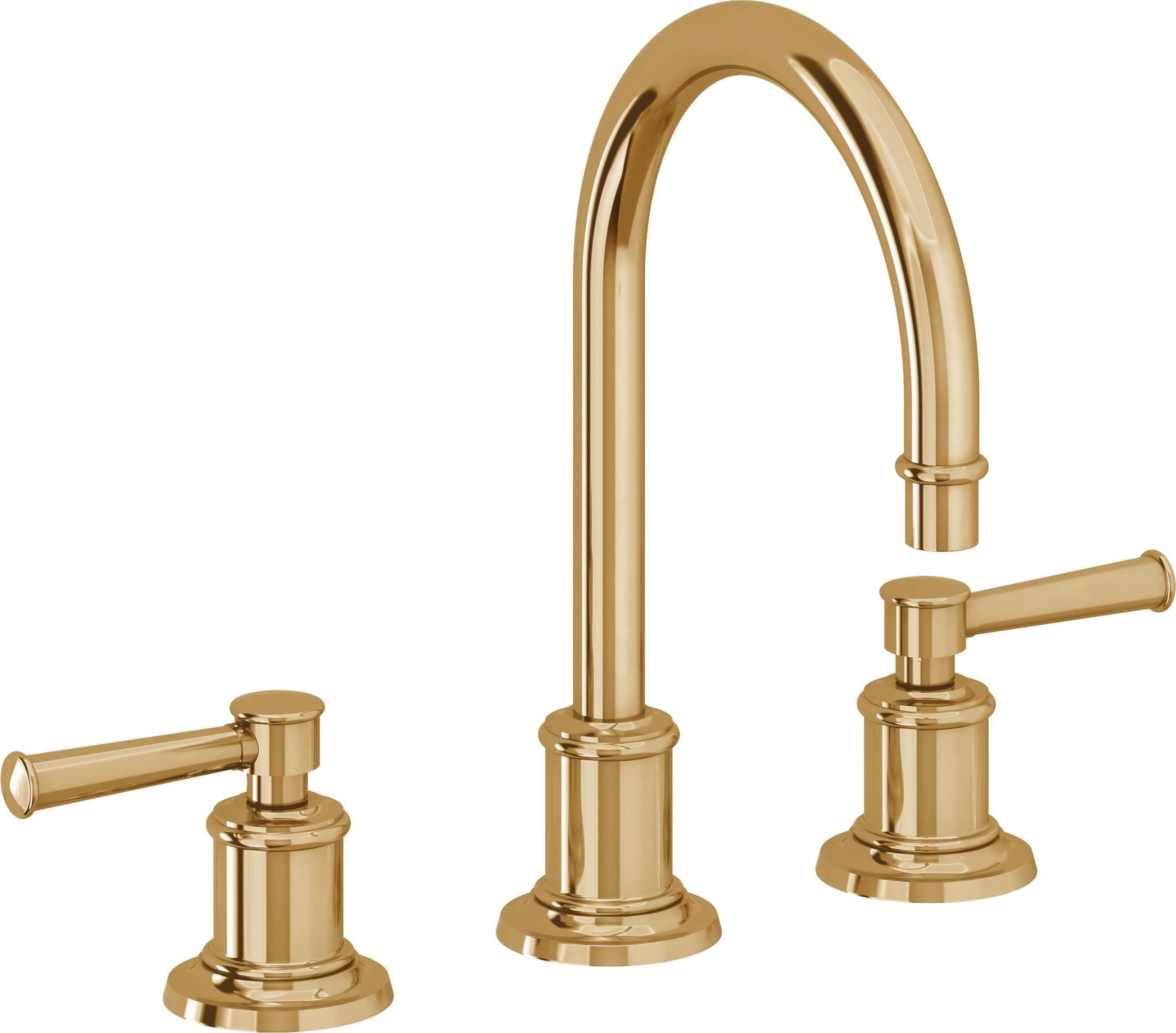 California Faucets - 4802ZB-FRG - 8" Widespread Lavatory Faucet with ZeroDrain - French Gold (PVD) - Miramar