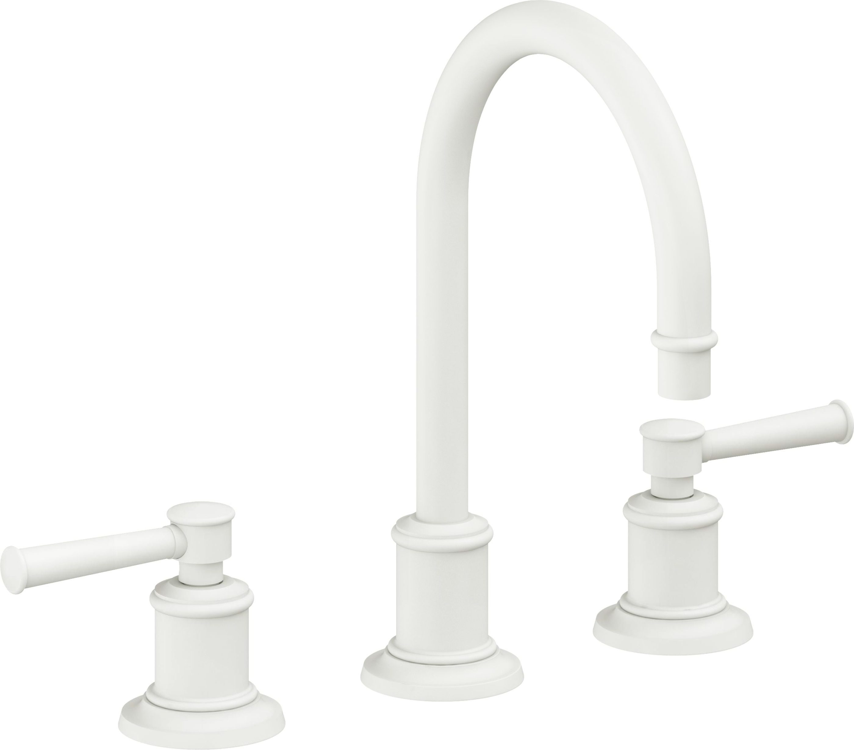 California Faucets - 4802ZB-MWHT - 8" Widespread Lavatory Faucet with ZeroDrain - Matte White - Miramar