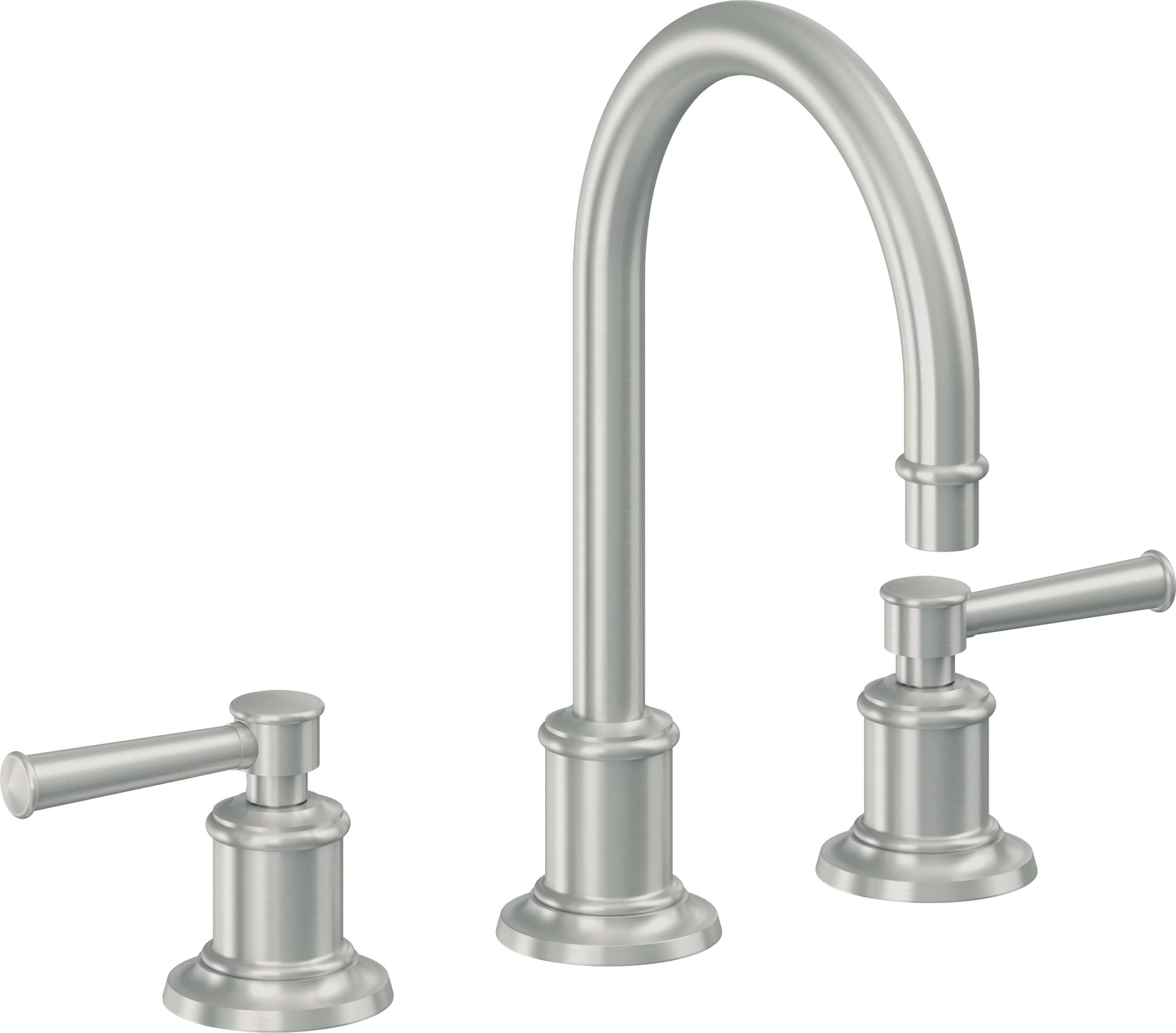 California Faucets - 4802ZBF-SC - 8" Widespread Lavatory Faucet with Completely Finished ZeroDrain - Satin Chrome (PVD) - Miramar