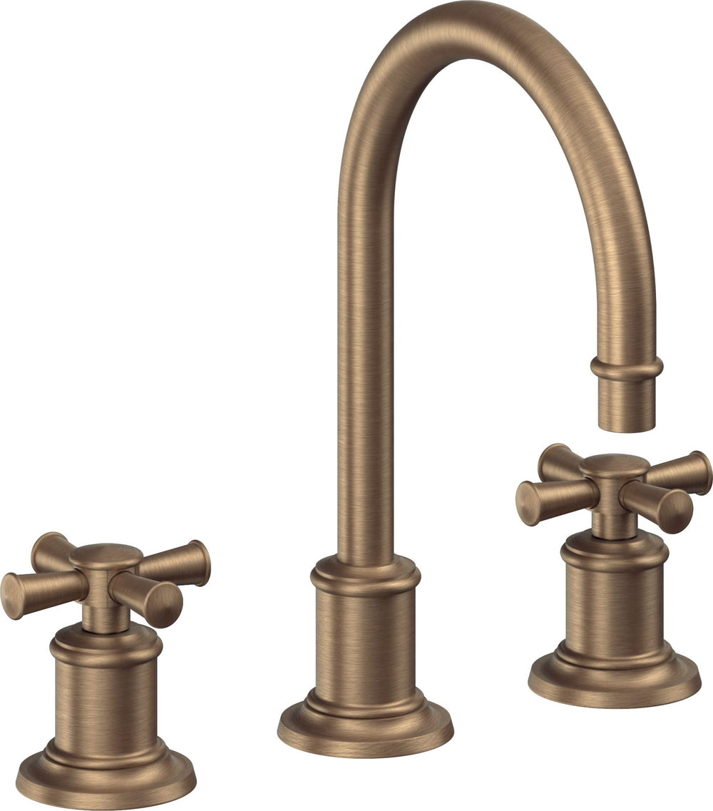 California Faucets - 4802XZB-ABF - 8" Widespread Lavatory Faucet with ZeroDrain - Antique Brass Flat - Miramar