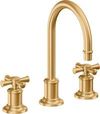 California Faucets - 4802X-LSG - 8" Widespread Lavatory Faucet - Lifetime Satin Gold (PVD) - Miramar