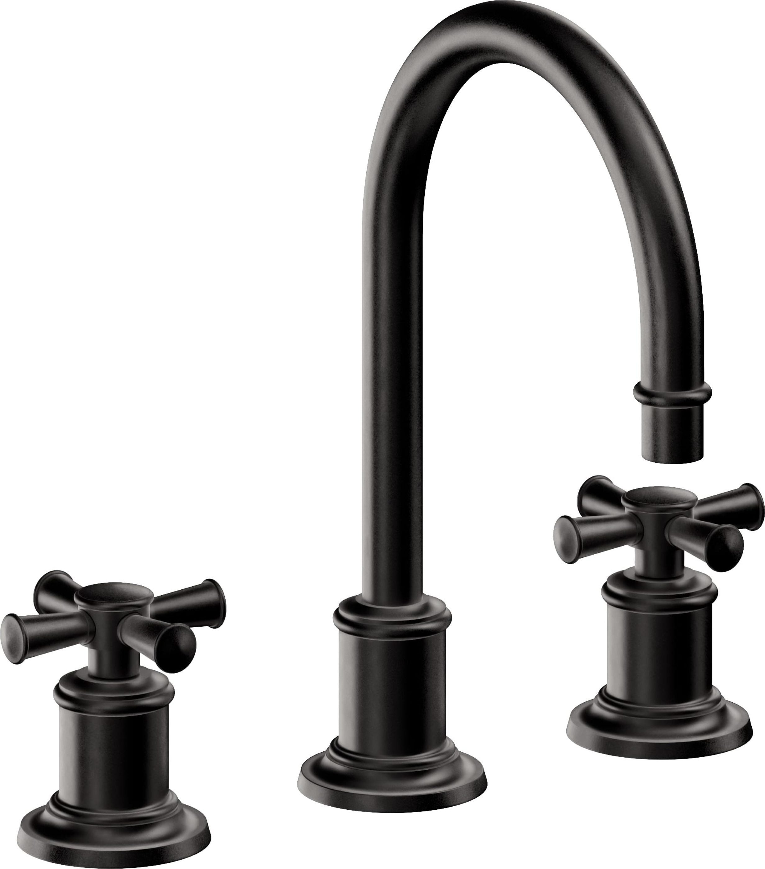 California Faucets - 4802X-MBLK - 8" Widespread Lavatory Faucet - Matte Black - Miramar