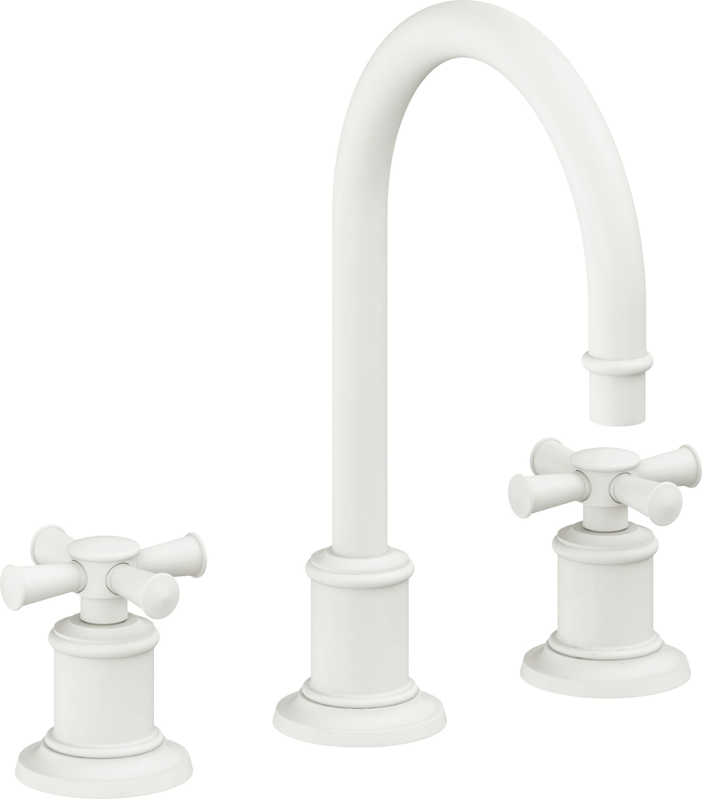 California Faucets - 4802XZBF-MWHT - 8" Widespread Lavatory Faucet with Completely Finished ZeroDrain - Matte White - Miramar