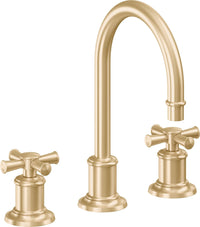 California Faucets - 4802XZBF-SB - 8" Widespread Lavatory Faucet with Completely Finished ZeroDrain - Satin Brass (PVD) - Miramar