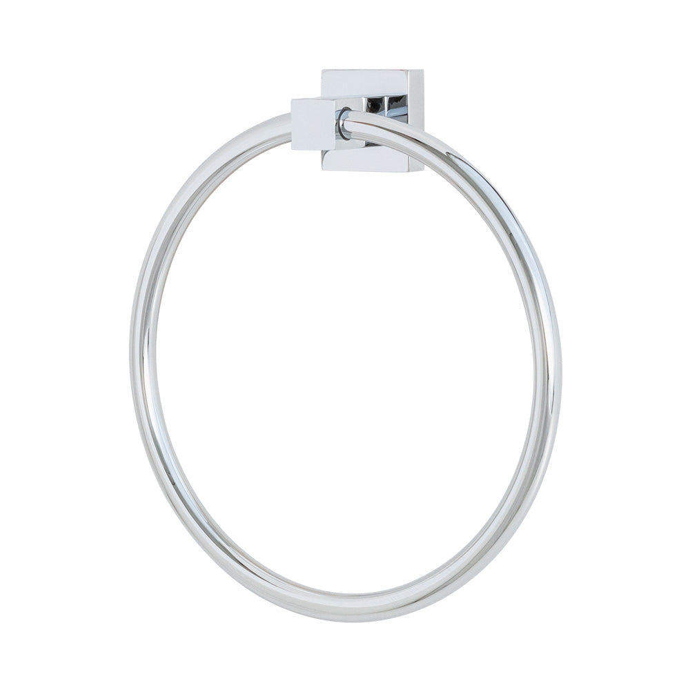 Wall-mount 6 3/4"W towel ring made of chrome plated brass