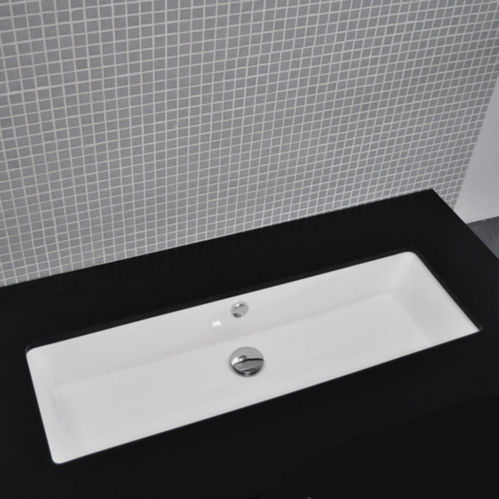 Under-counter porcelain Bathroom Sink with glazed exterior and overflow, 23 5/8"W, 15 3/4"D, 7 7/8"H - Maison&Co.