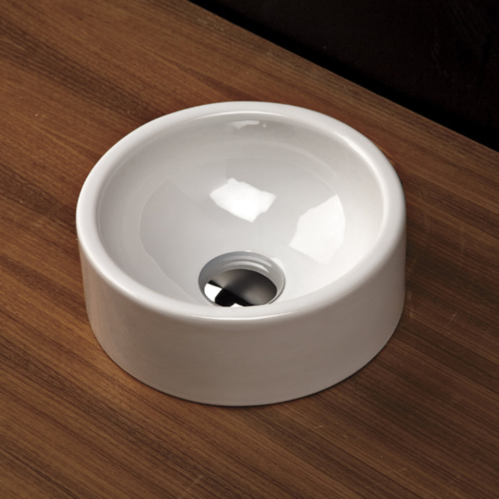 Vessel porcelain Bathroom Sink without an overflow. Glazed exterior.10 5/8"DIAM, 5"H - Maison&Co.