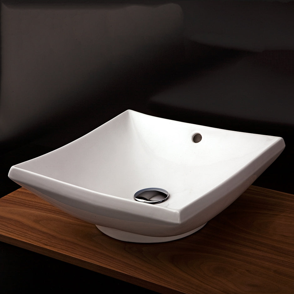 Vessel porcelain Bathroom Sink with an overflow, 16 3/8"W, 16 3/8"D, 6"H. - Maison&Co.