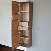 Wall-mount tall storage cabinet with adjustable shelves and two internal drawers. W: 15” D: 12 1/2” H: 61” - Maison&Co.