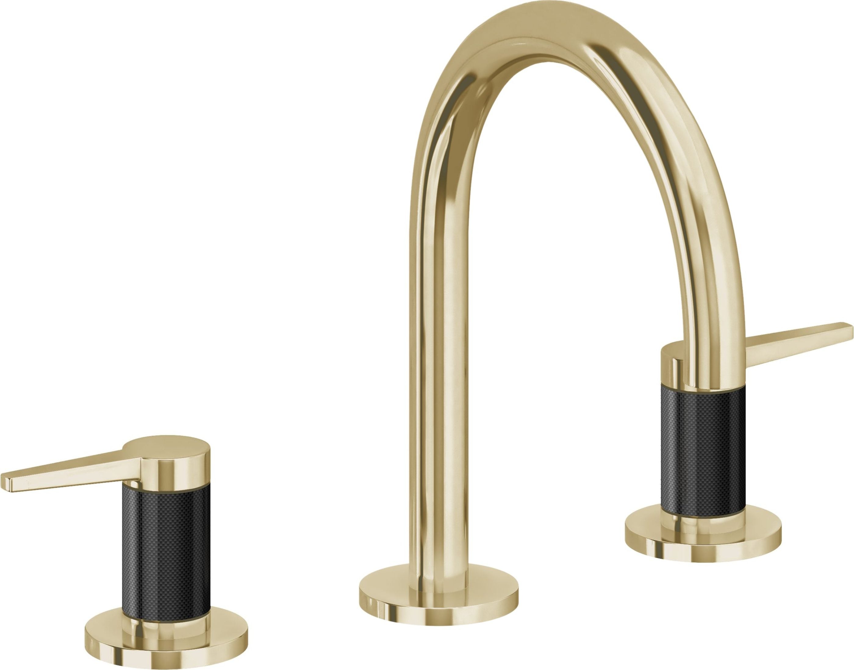 California Faucets - 5302F-PBU - 8" Widespread Lavatory Faucet - Polished Brass Uncoated - D Street