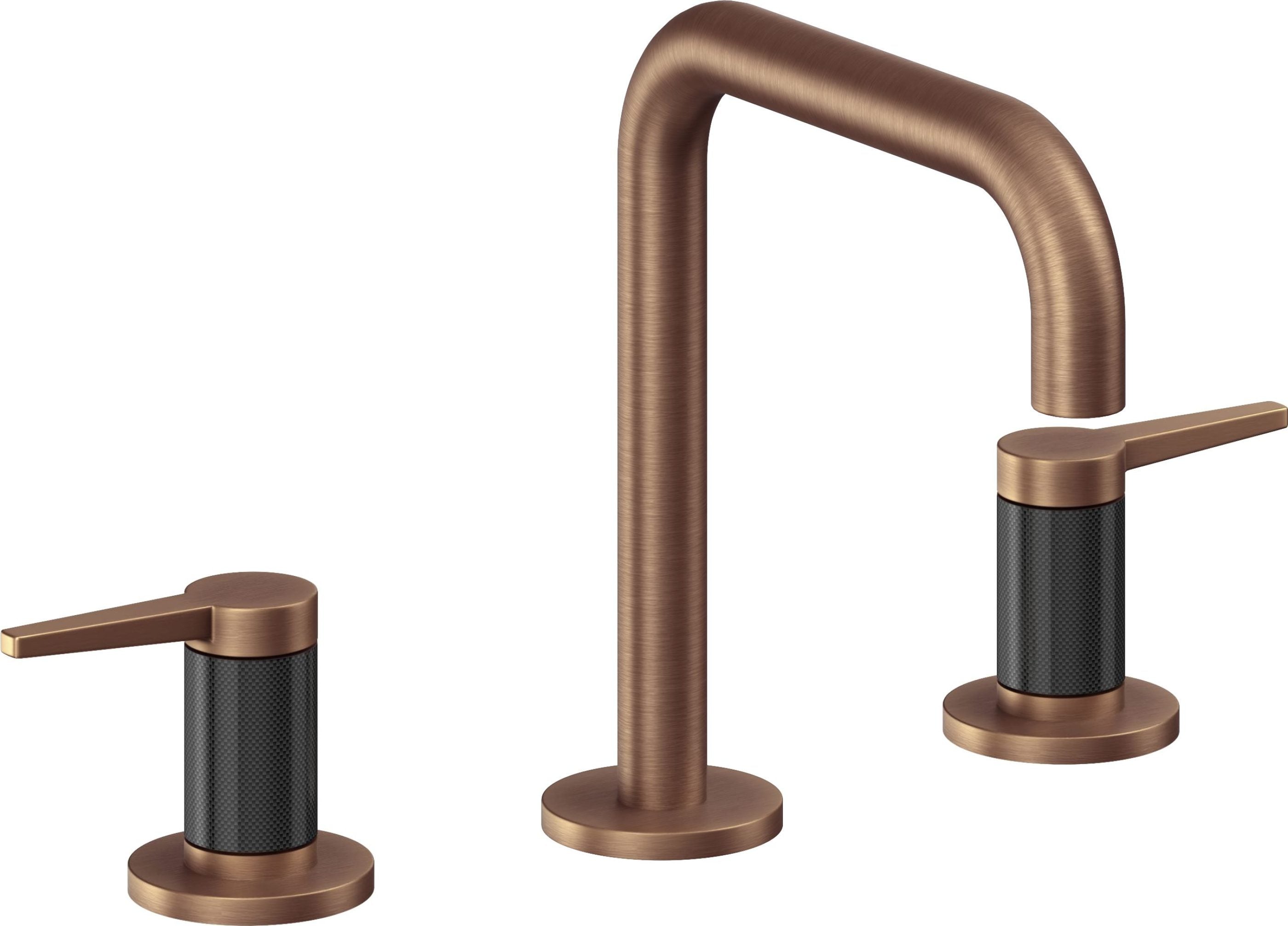 California Faucets - 5302QFZBF-ACF - 8" Widespread Lavatory Faucet with Completely Finished ZeroDrain - Antique Copper Flat - D Street