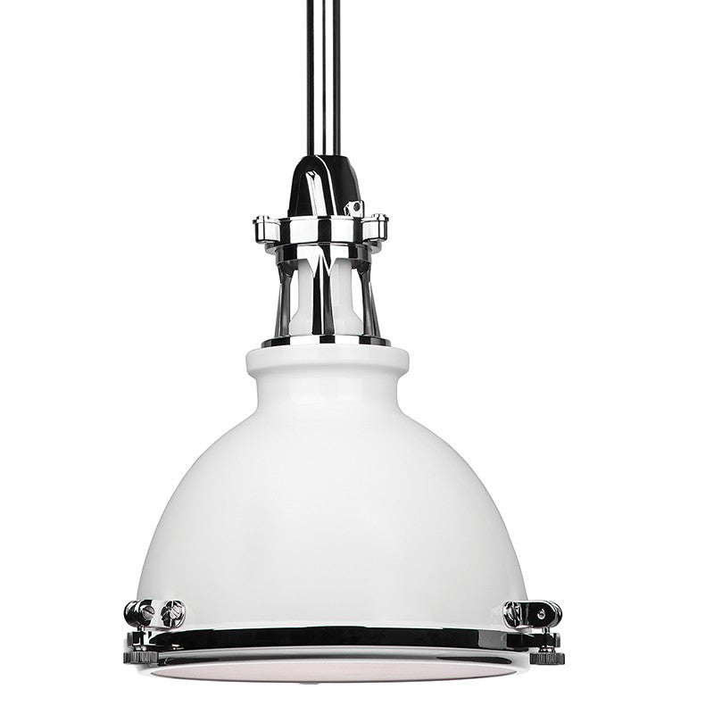 Hudson Valley - 4614-WPN - One Light Pendant - Massena - White/Polished Nickel Combo